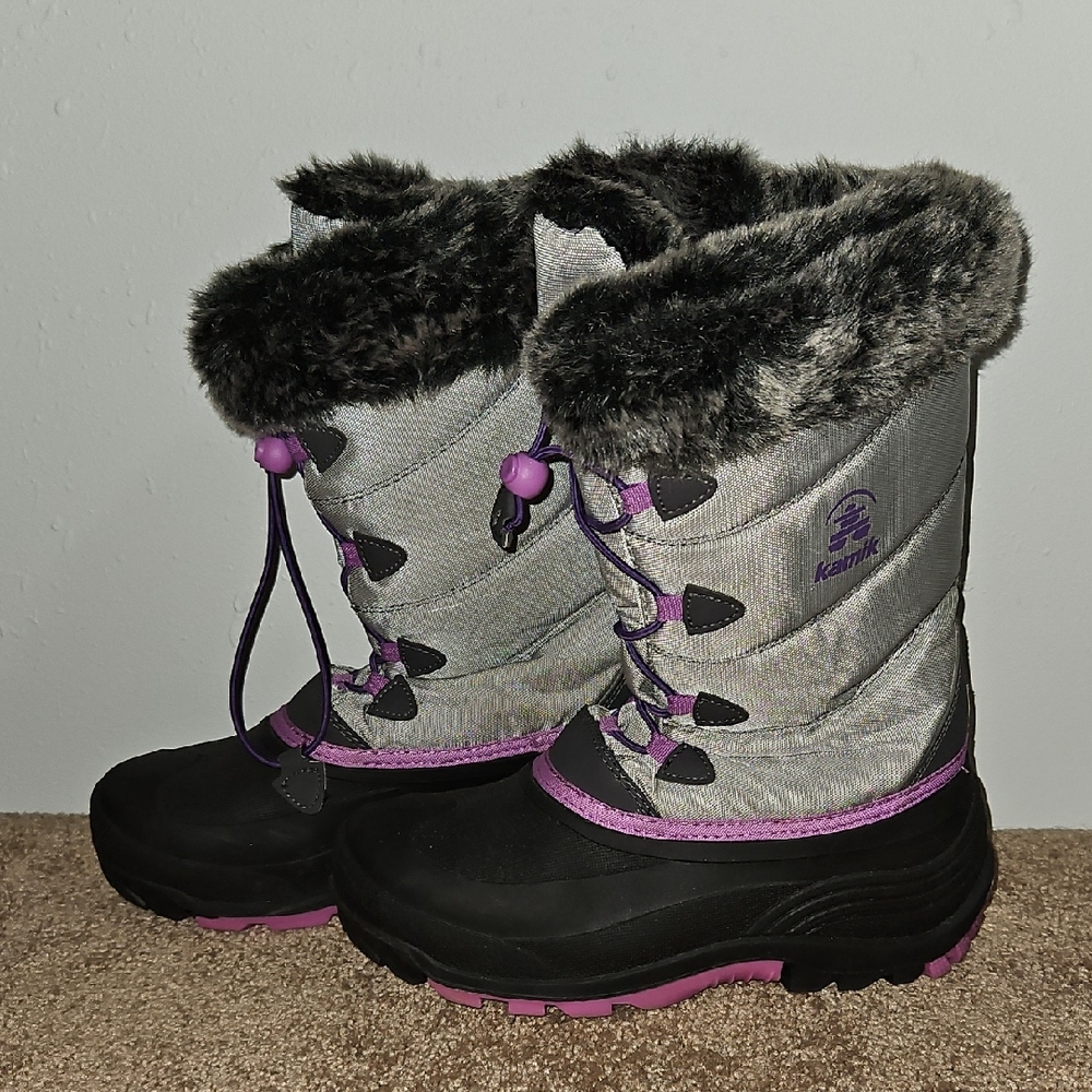 Kamik Kids' Black and Purple Snow Boots
